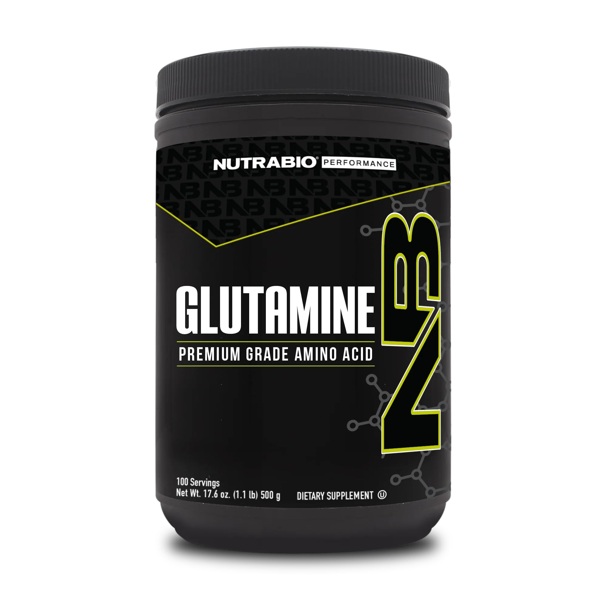 NutraBio L-Glutamine Powder 500g front view