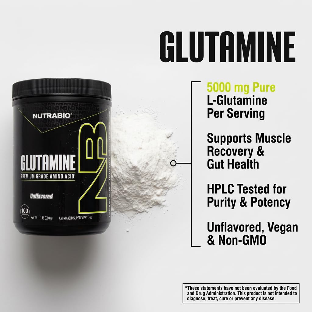 NutraBio L-Glutamine Powder nutritional information