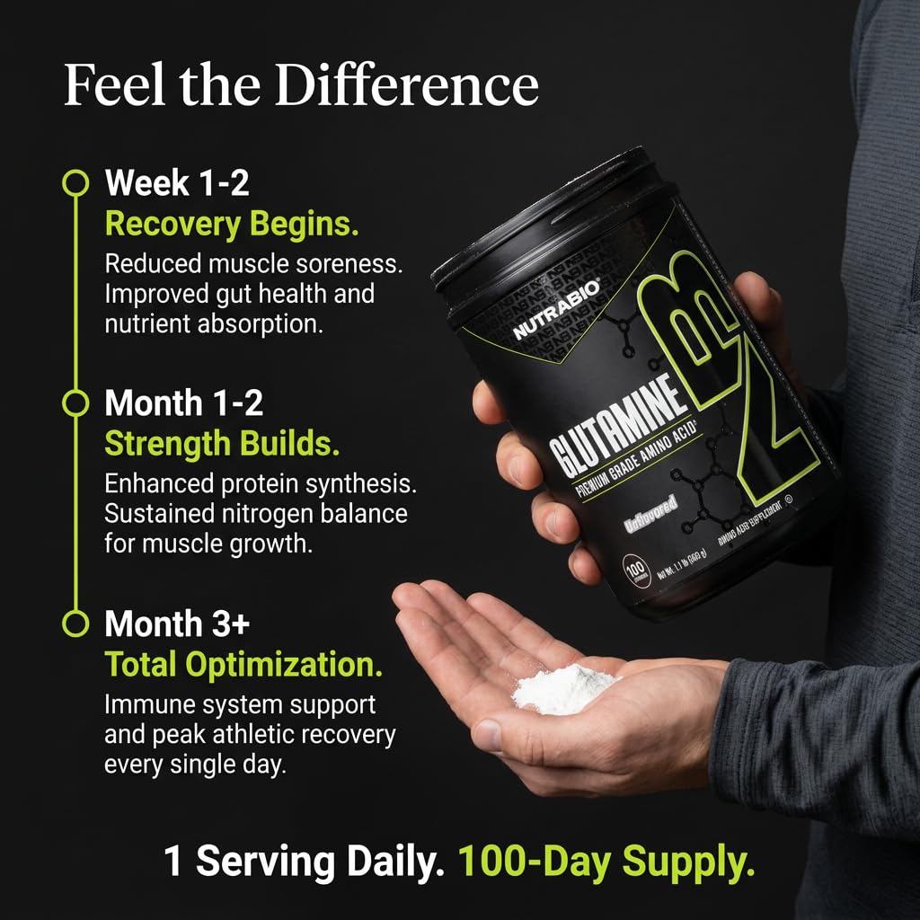 NutraBio L-Glutamine Powder packaging back view