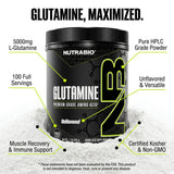 NutraBio L-Glutamine Powder scoop with powder