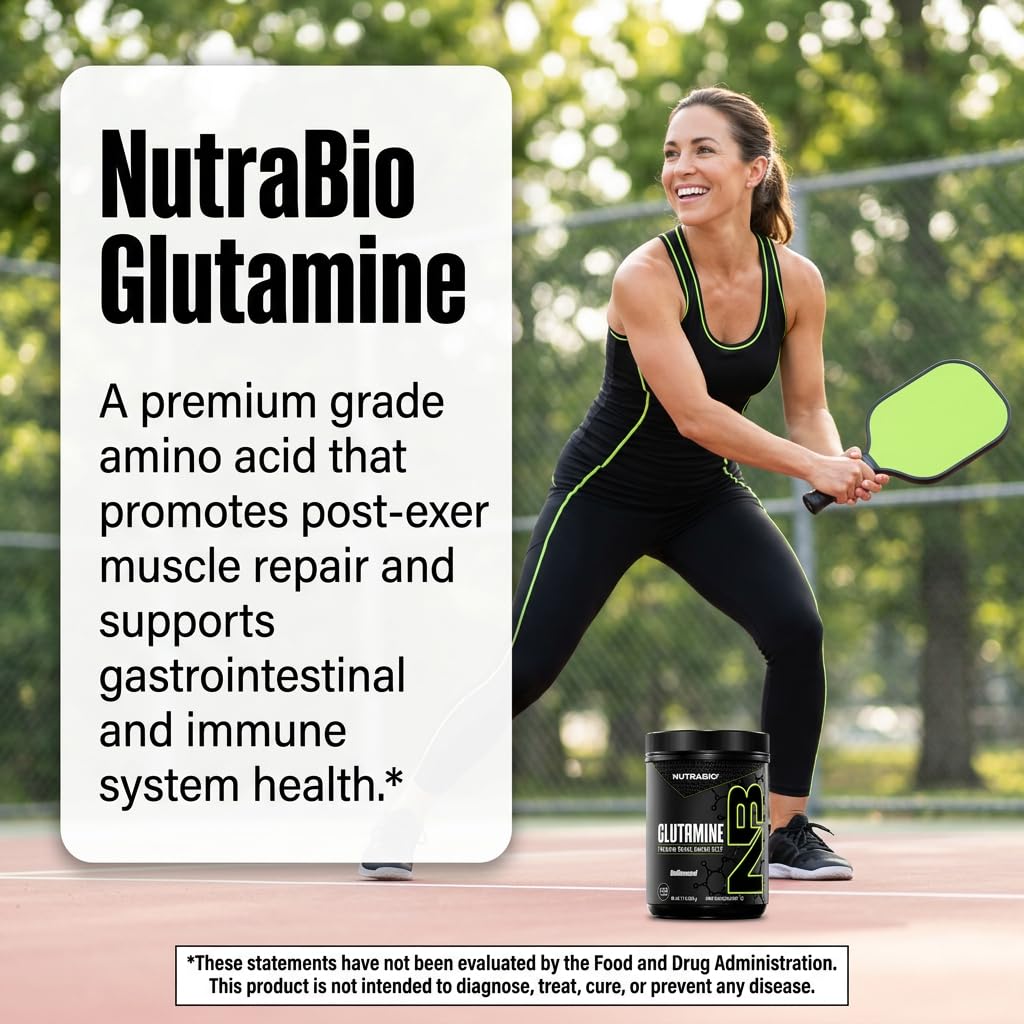 NutraBio L-Glutamine Powder top view
