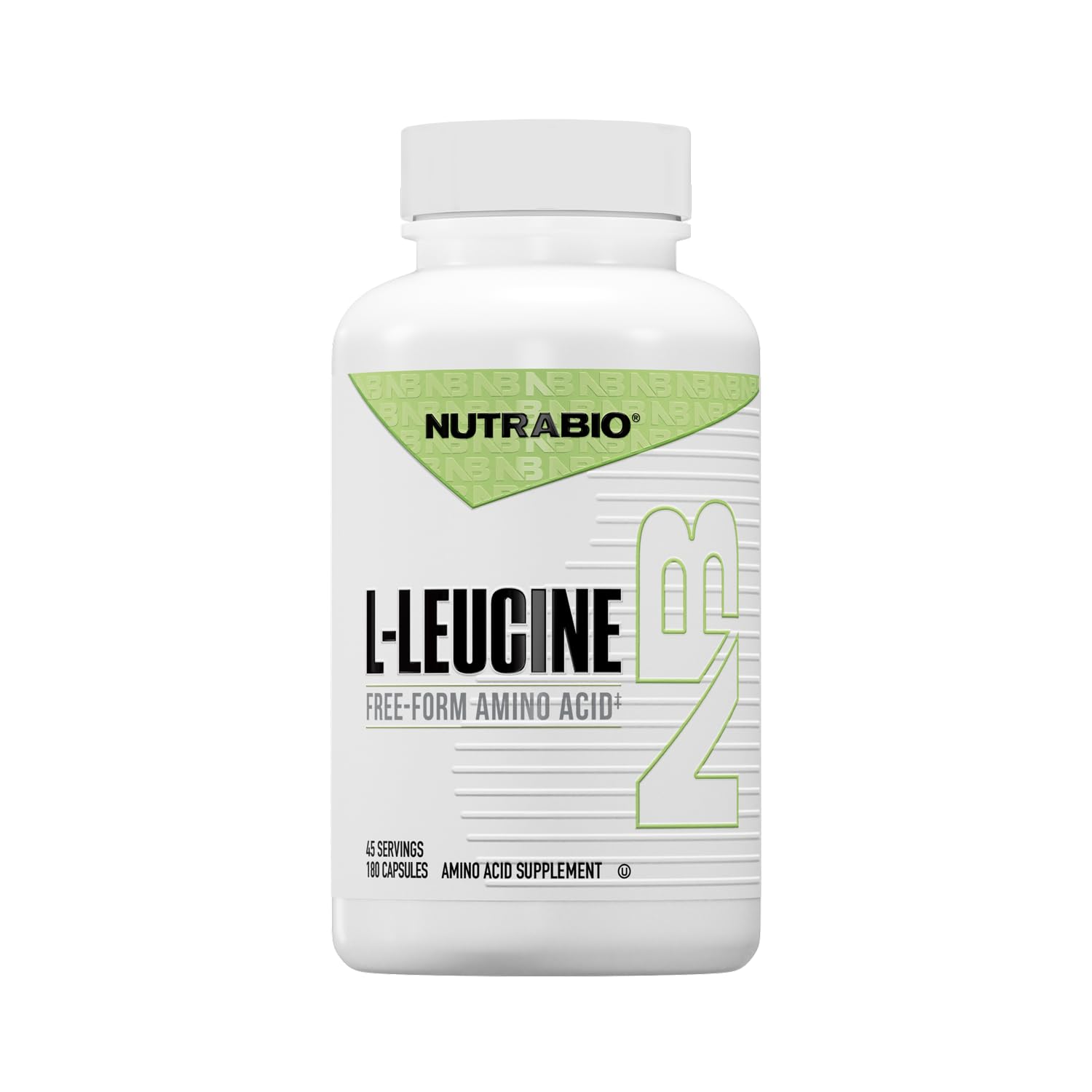 NutraBio L-Leucine Amino Acid Capsules front view