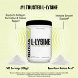 NutraBio L-Lysine 500g powder side view