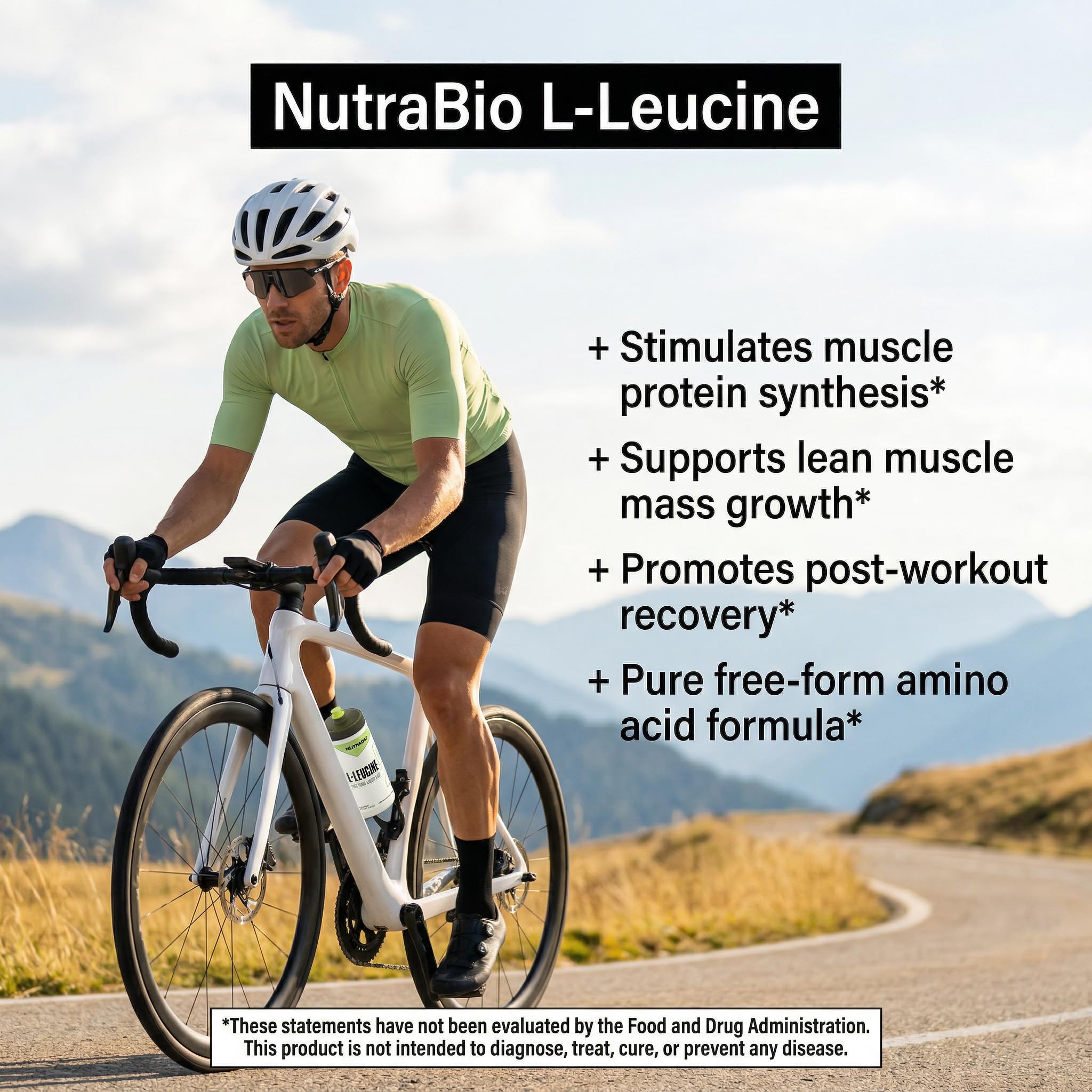 NutraBio Leucine 500g back view packaging