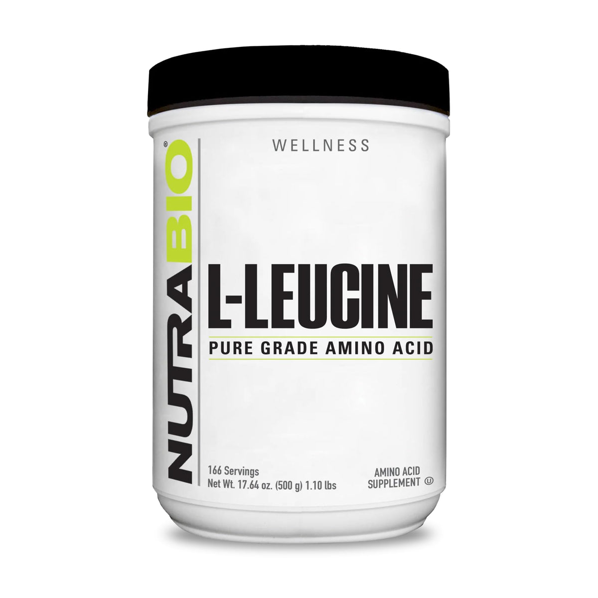 NutraBio Leucine 500g front view packaging