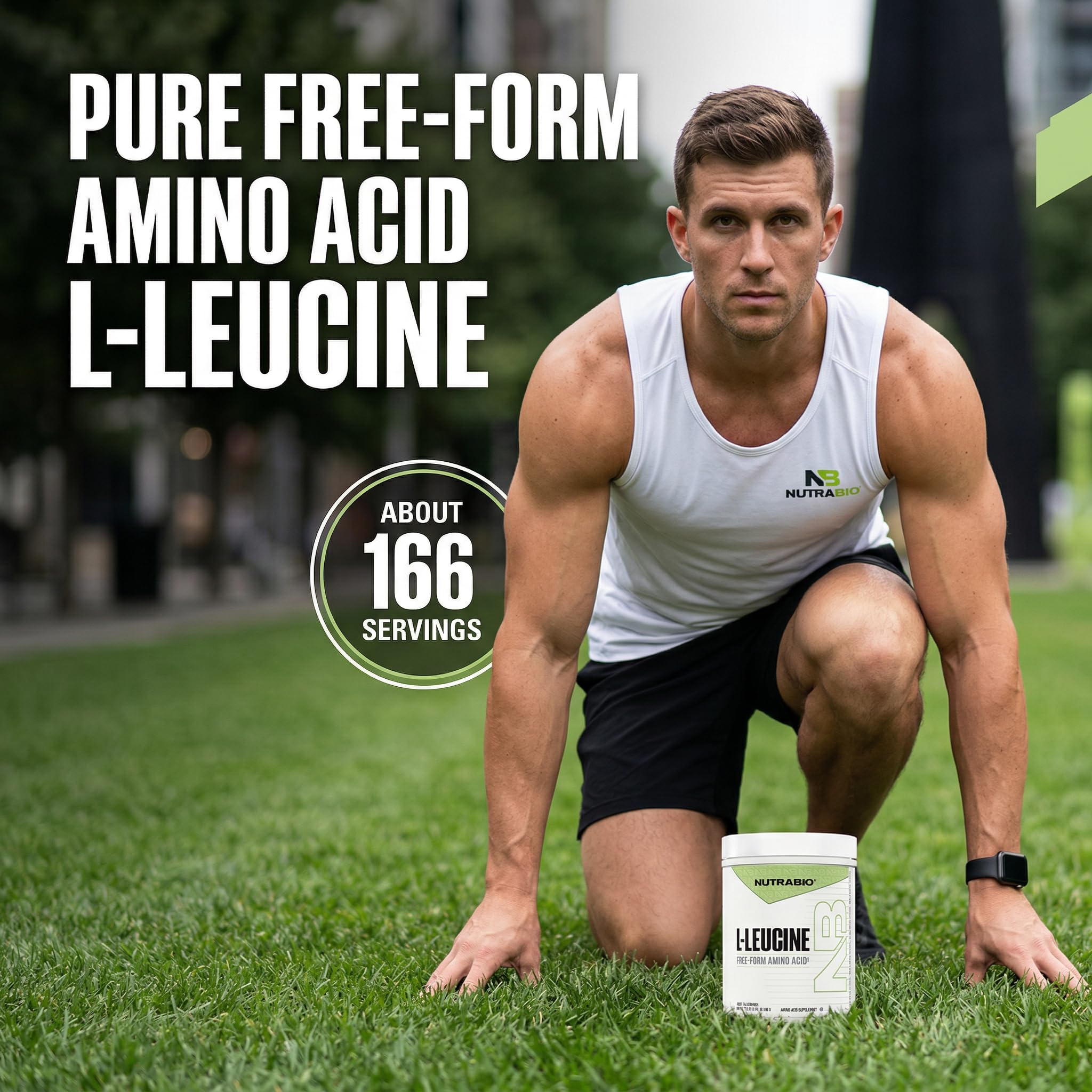 NutraBio Leucine 500g side view packaging