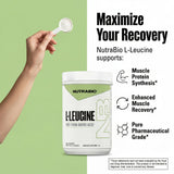 NutraBio Leucine 500g with measuring scoop