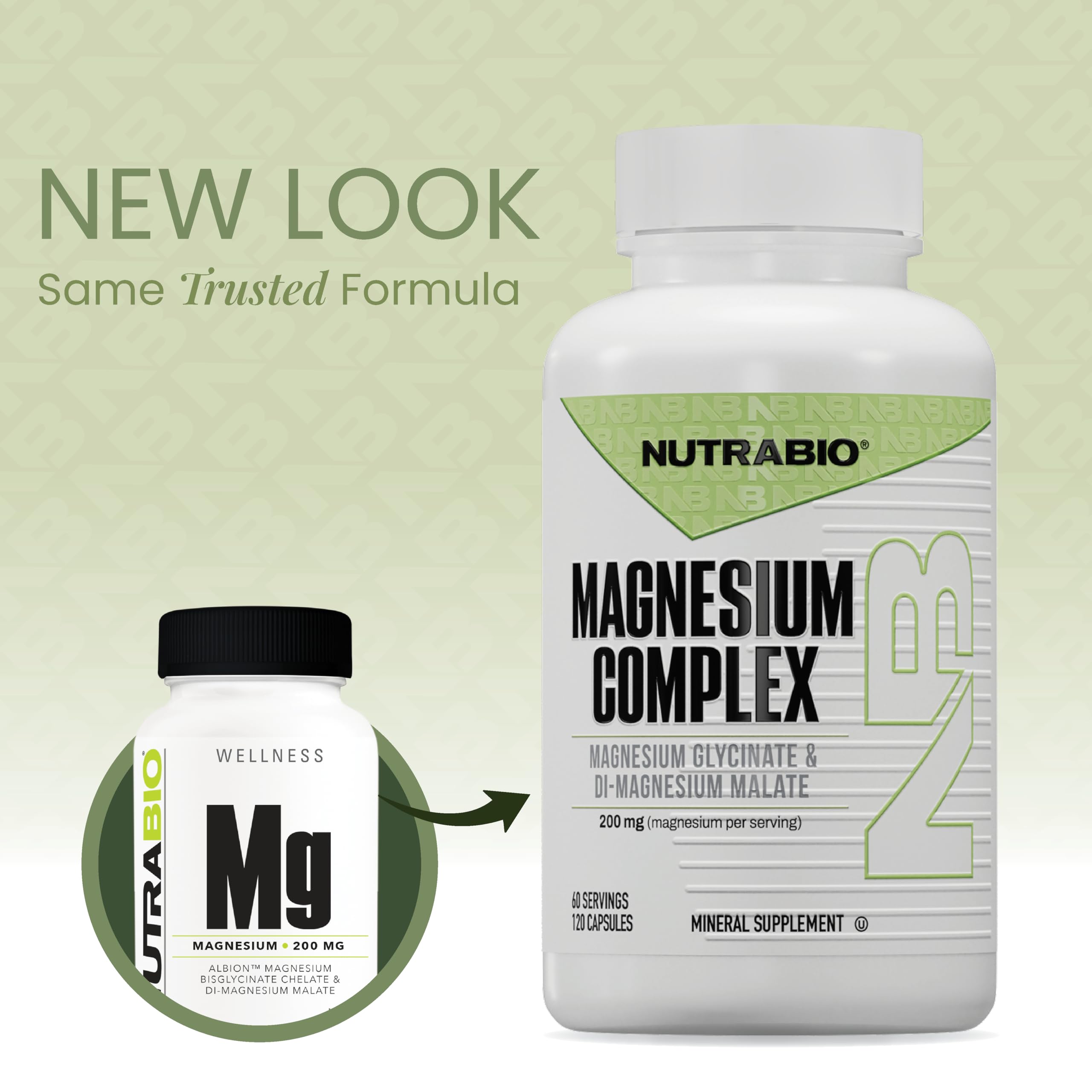 NutraBio Magnesium Capsules side view showing capsule size