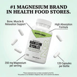 NutraBio Magnesium Glycinate 350mg capsules with measuring spoon