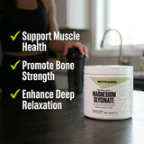 NutraBio Magnesium Glycinate Powder 345g scoop and powder