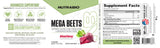 NutraBio Mega Beet Root Powder 280g ingredients list