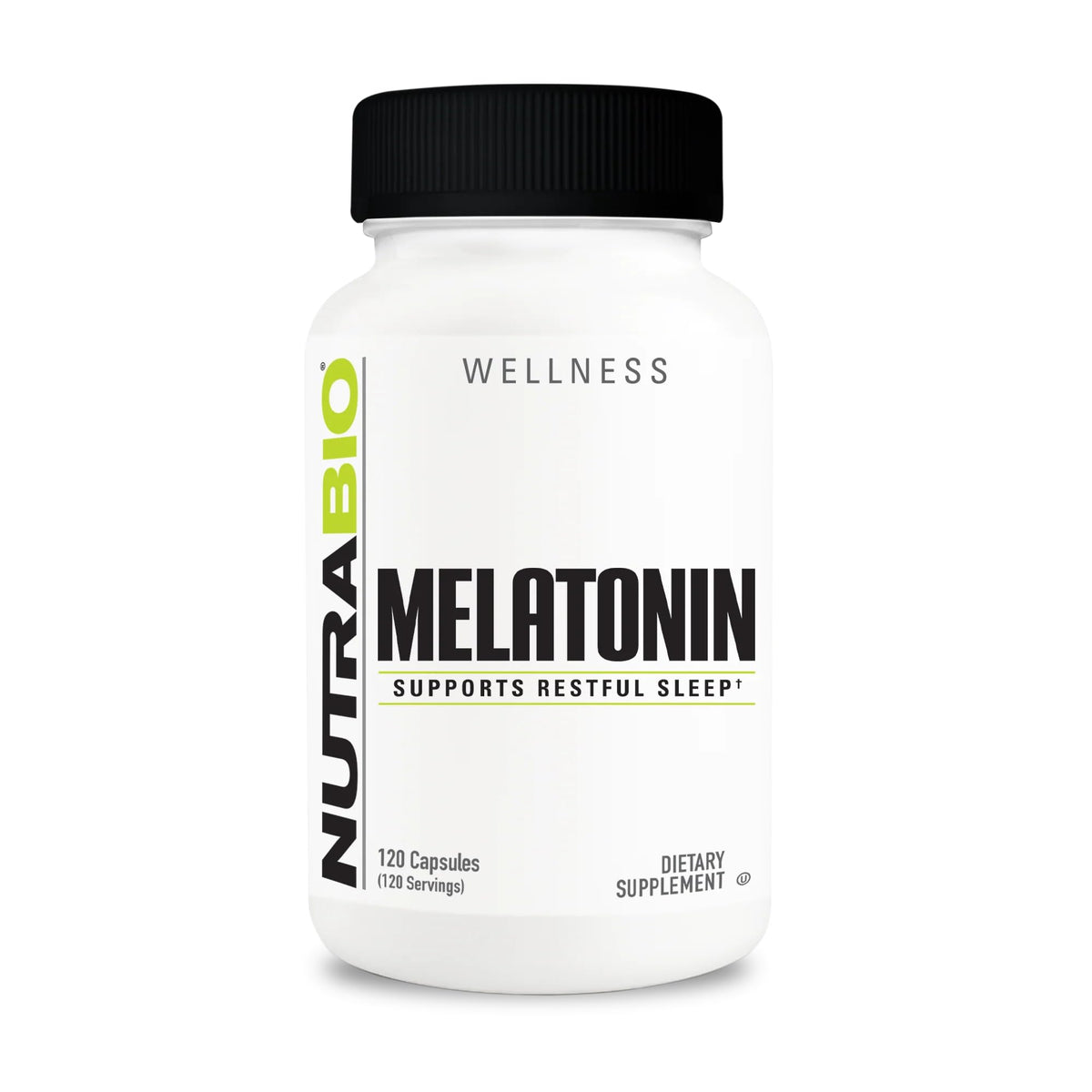NutraBio Melatonin Sleep Aid 3mg 120 Capsules front view