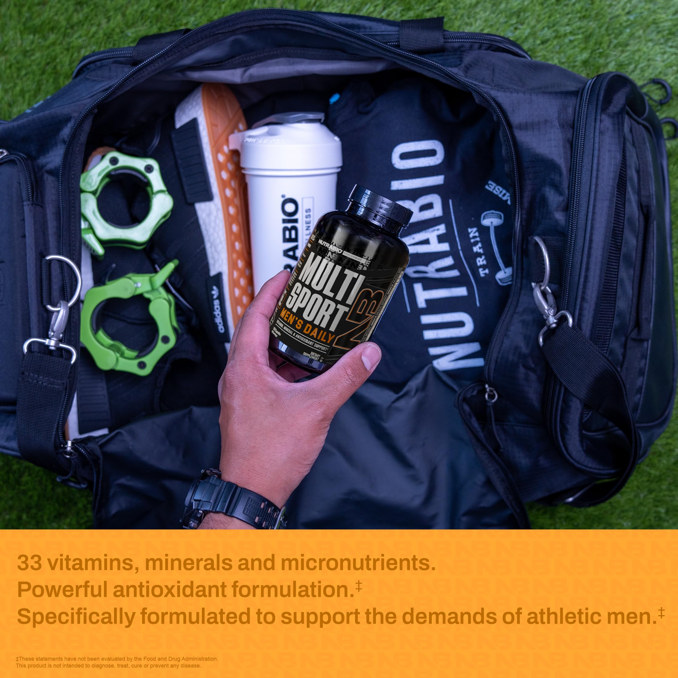 NutraBio MultiSport Multivitamin 150g on a table