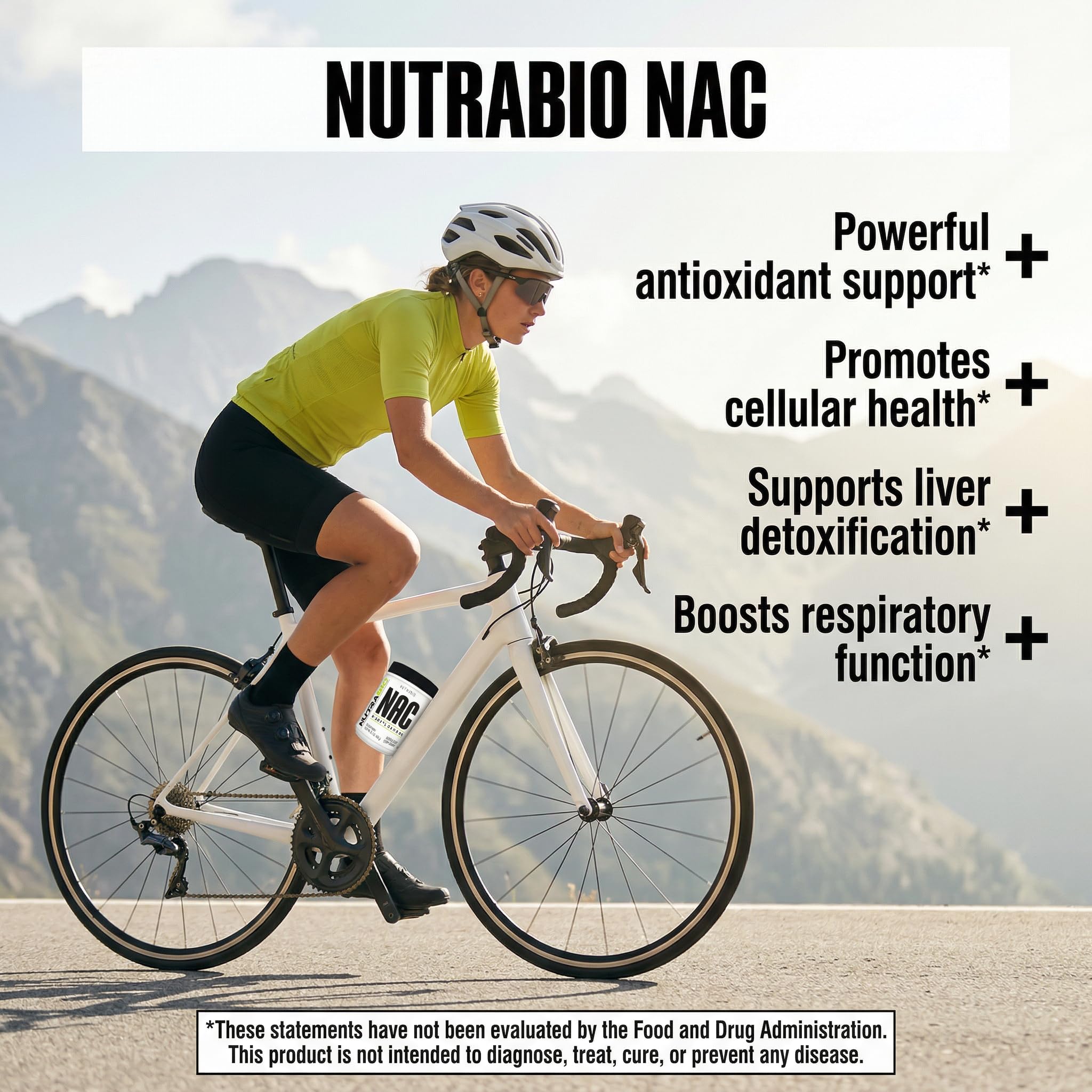 NutraBio N-Acetylcysteine 50g in a kitchen setting