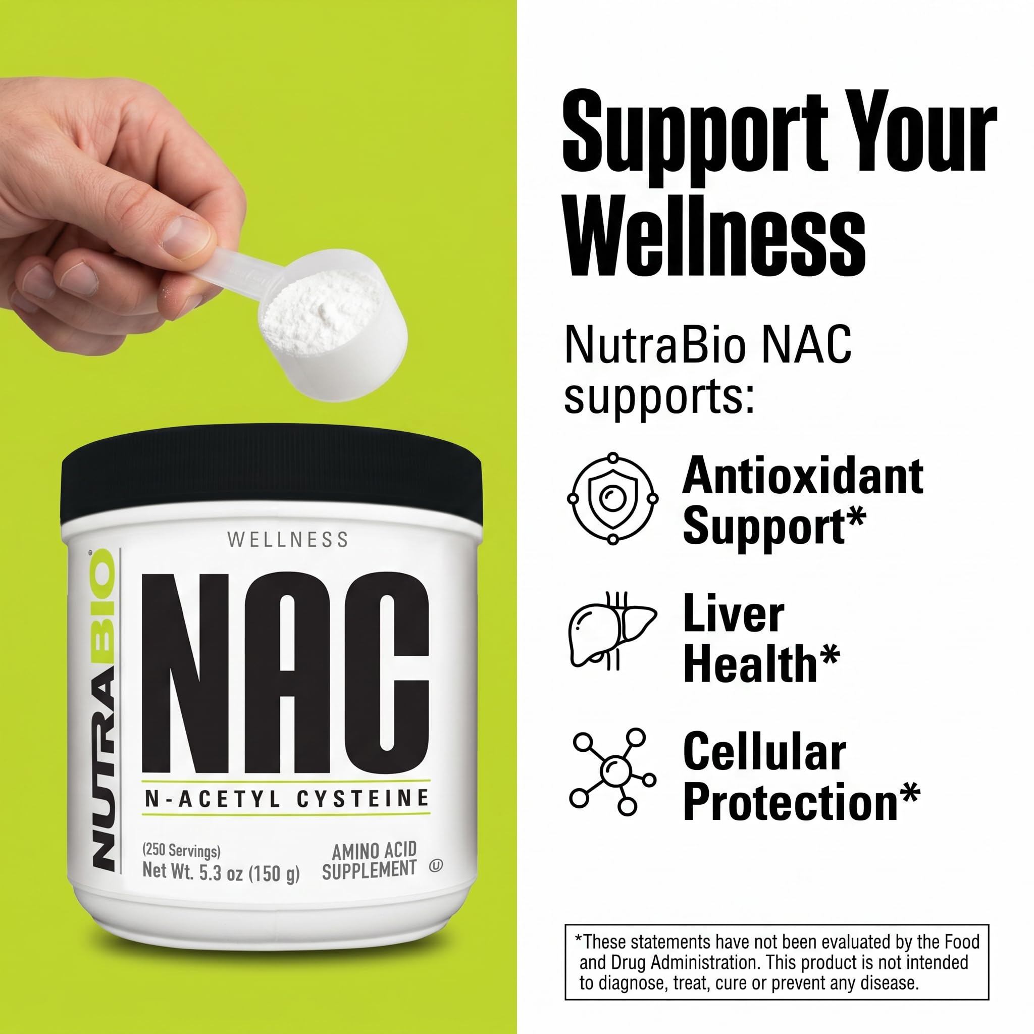 NutraBio N-Acetylcysteine 50g packaging