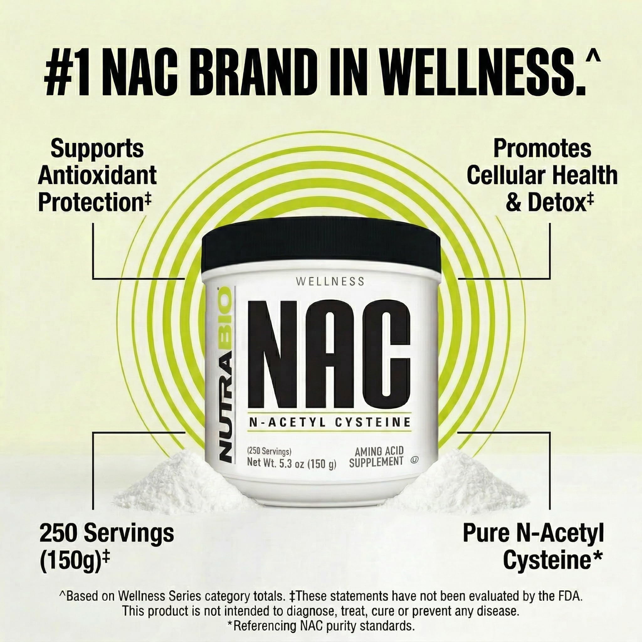 NutraBio N-Acetylcysteine 50g with other supplements