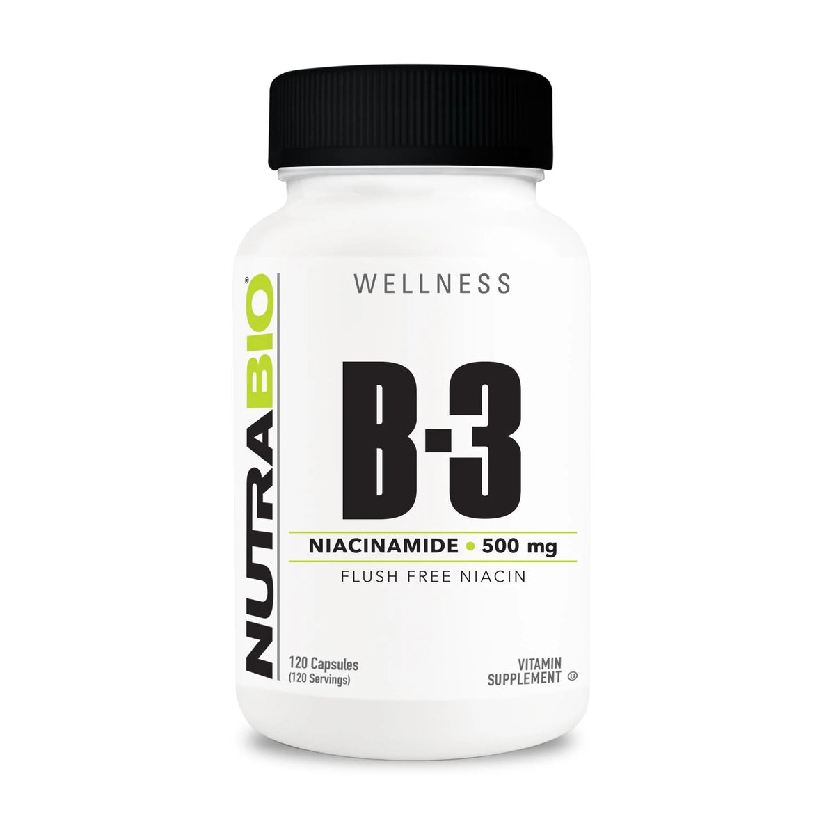 NutraBio Niacinamide Vitamin B3 Supplement front view