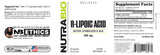 NutraBio R-Alpha Lipoic Acid 200mg supplement bottle with label