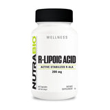 NutraBio R-Alpha Lipoic Acid 200mg supplement front view