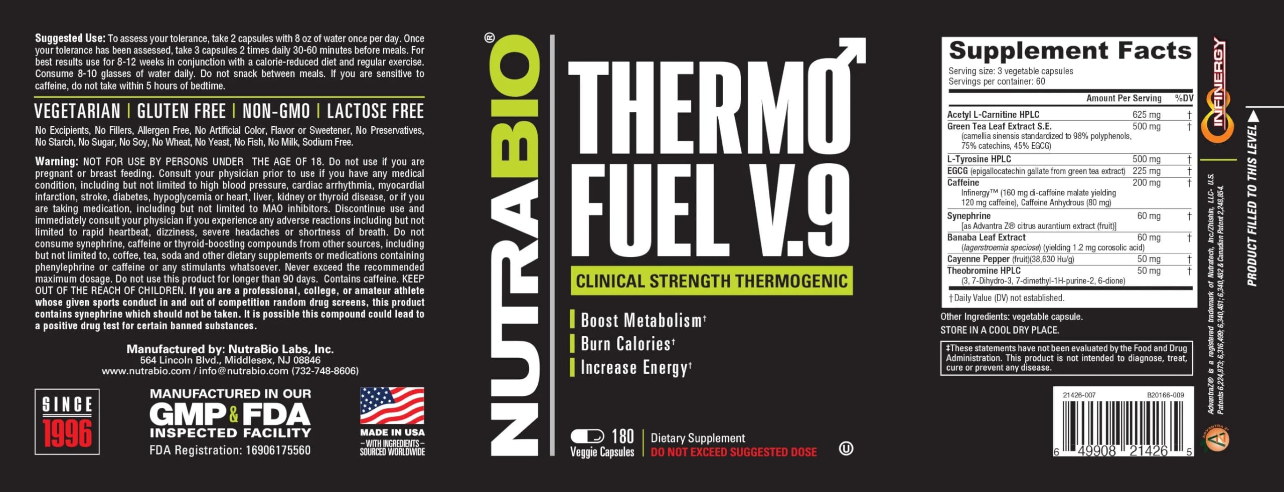 NutraBio ThermoFuel V9 Thermogenic Fat Burner packaging