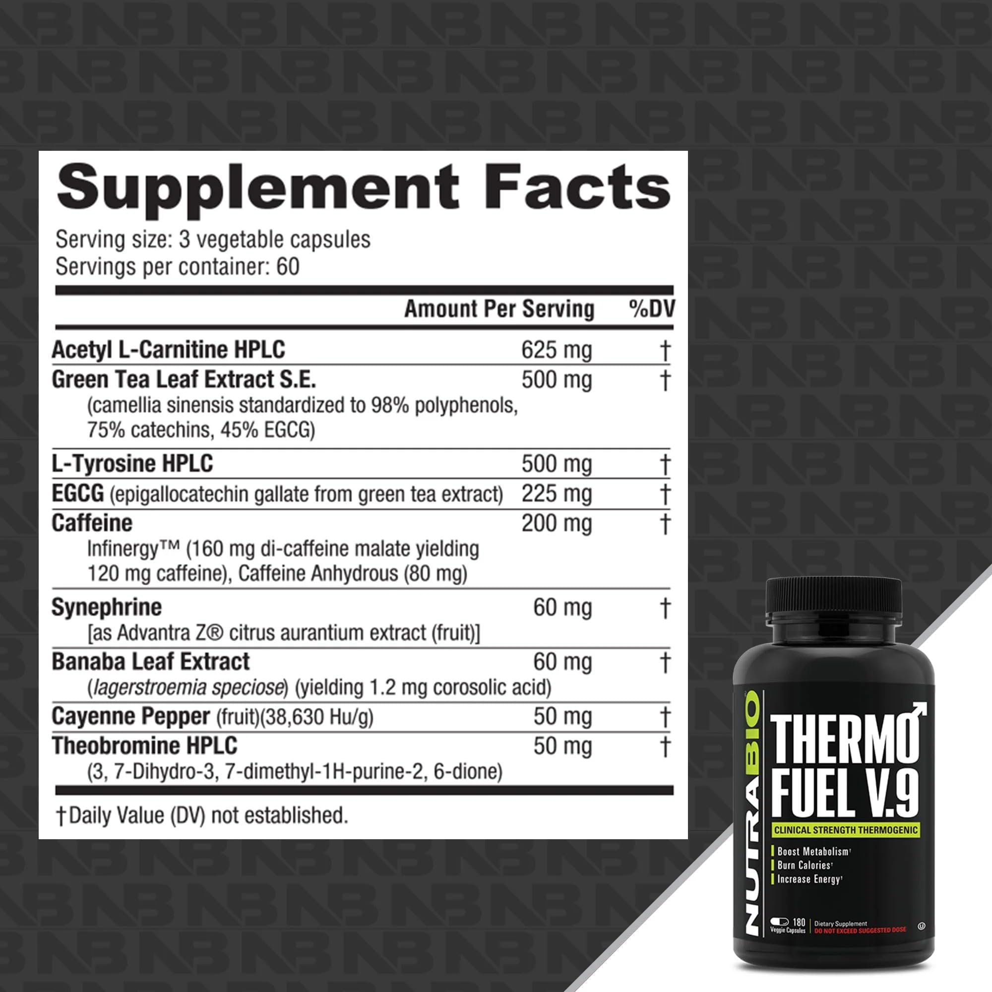 NutraBio ThermoFuel V9 Thermogenic Fat Burner side view