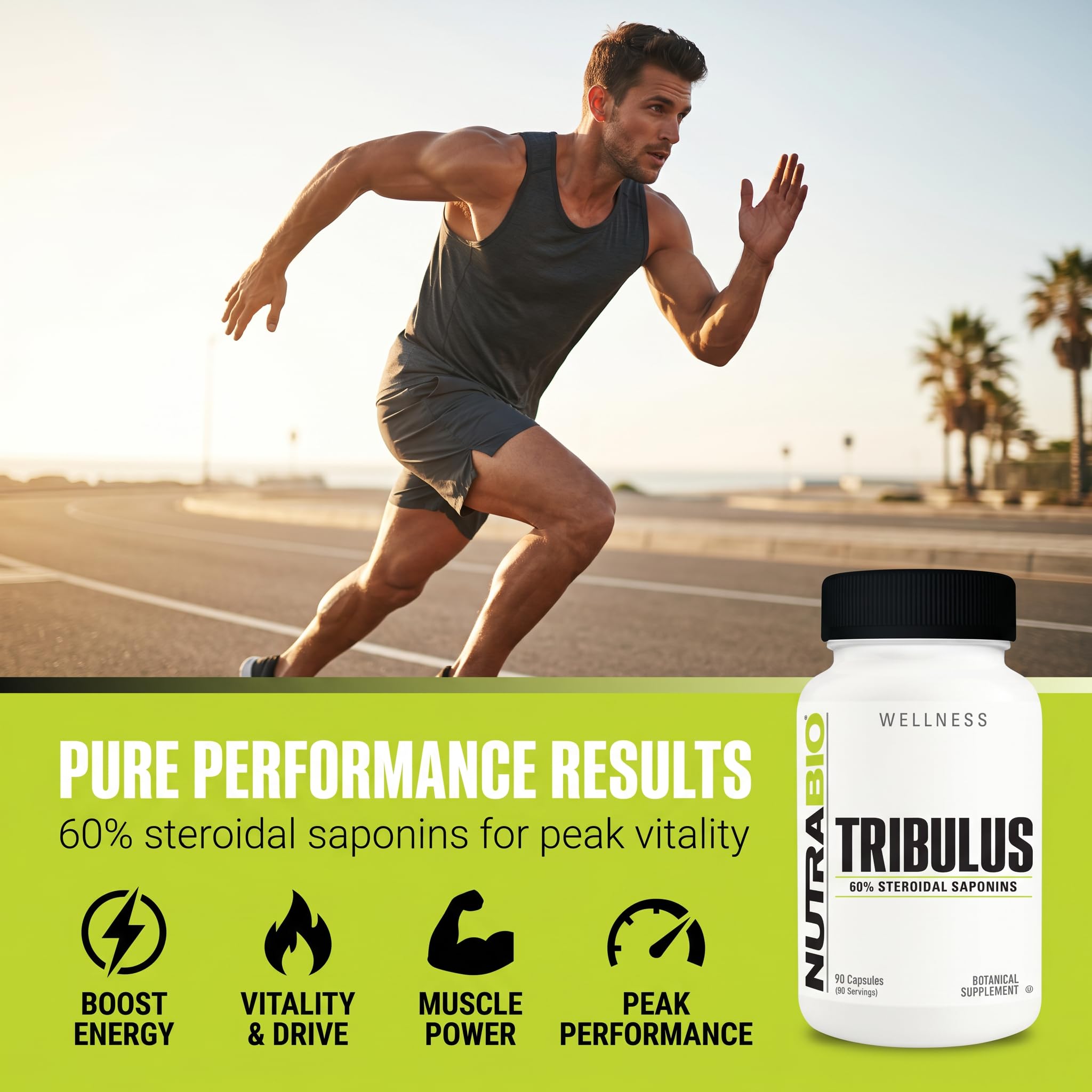 NutraBio Tribulus Terrestris Supplement 68g back view