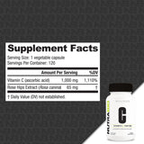 NutraBio Vitamin C 1000mg supplement back view