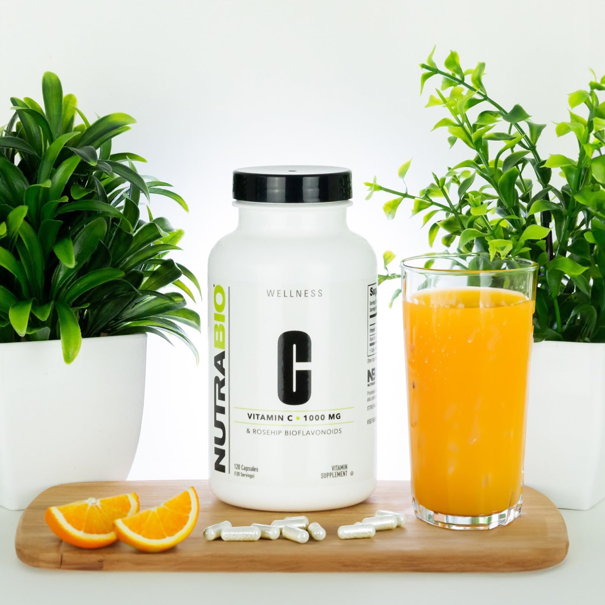 NutraBio Vitamin C 1000mg supplement side view