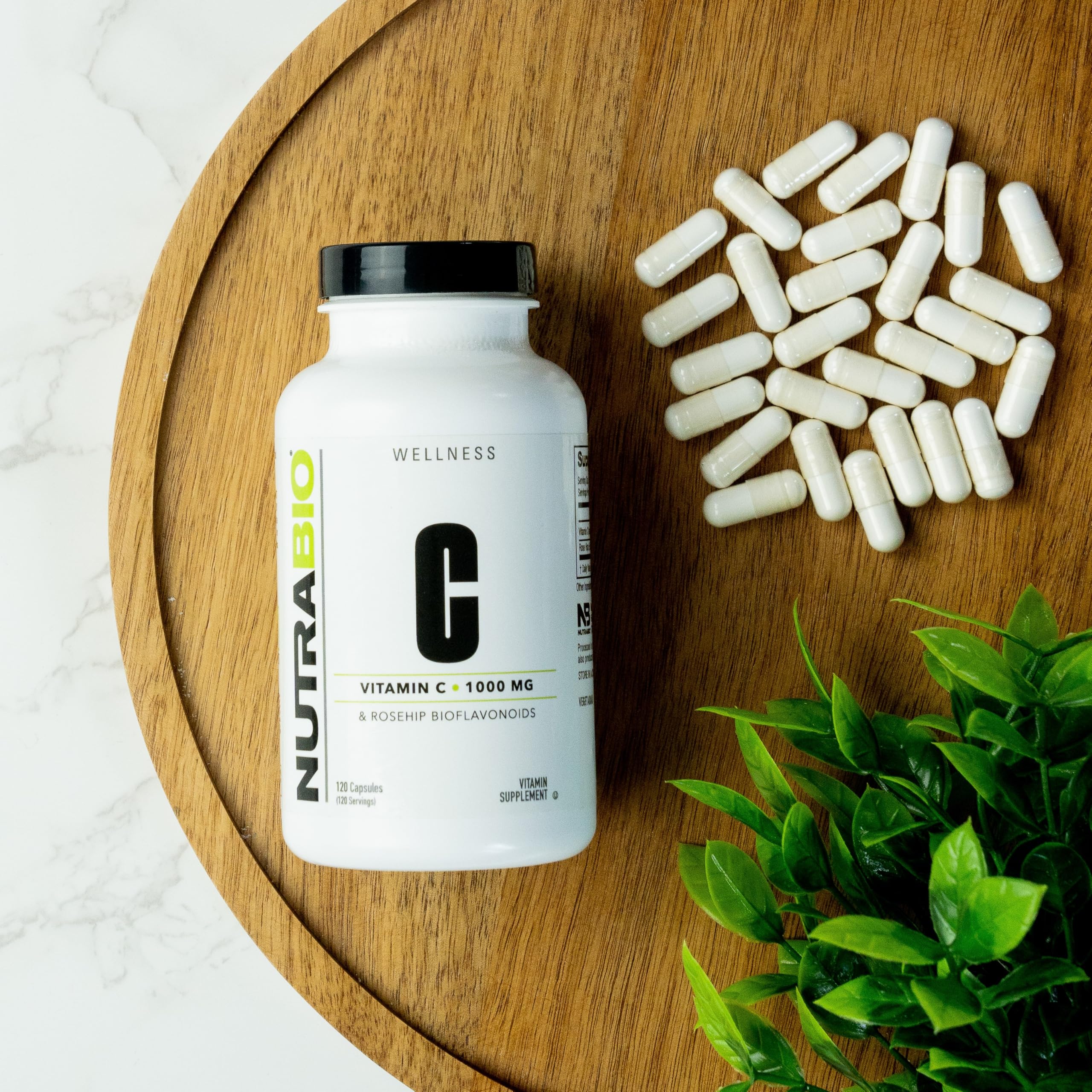 NutraBio Vitamin C 1000mg supplement with Rose Hips