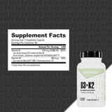 NutraBio Vitamin D3 & K2 capsules side view showing capsule