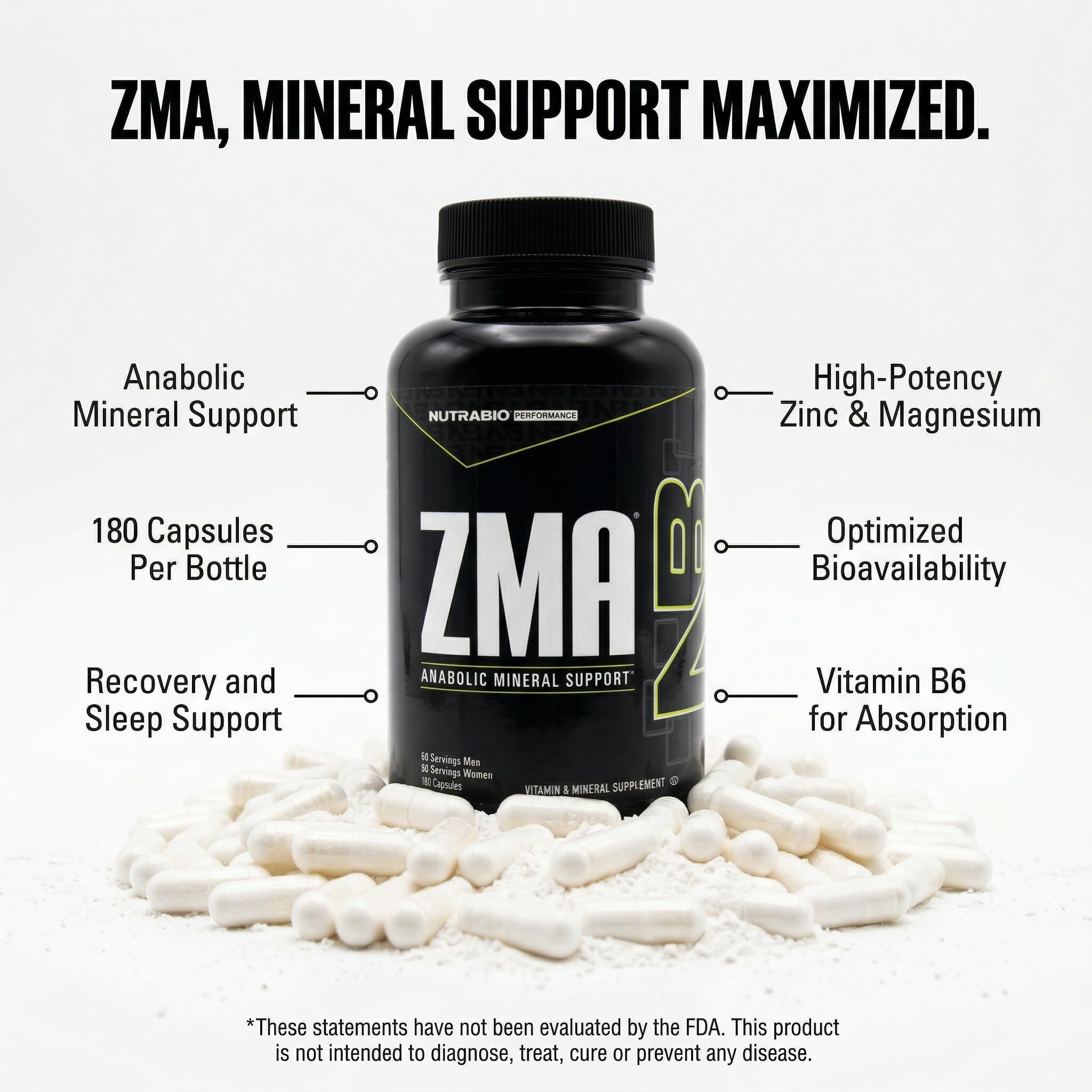 NutraBio ZMA Supplement 60g packaging