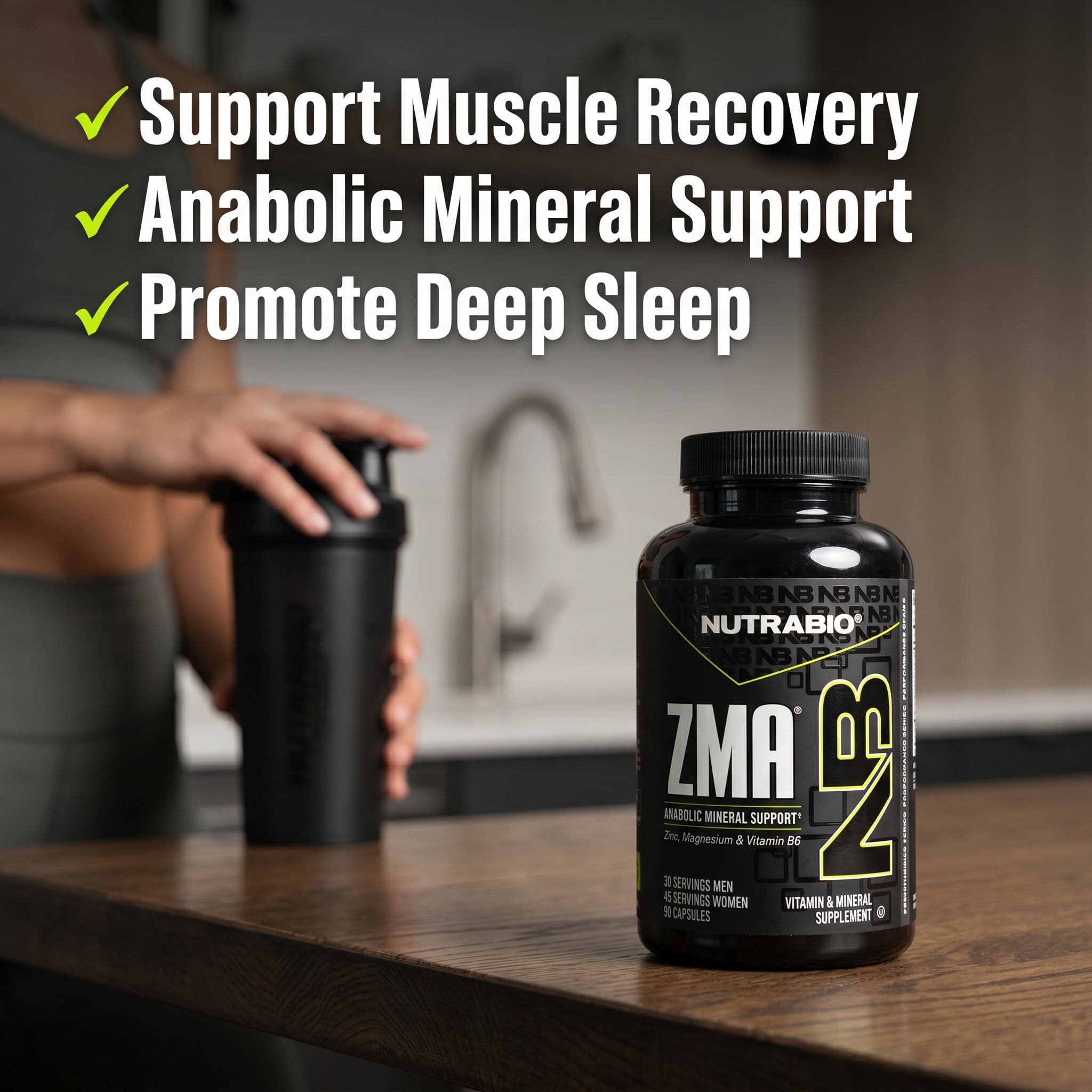 NutraBio ZMA Supplement bottle with cap