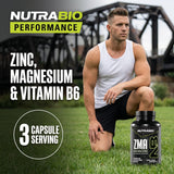 NutraBio ZMA Supplement capsules on a table