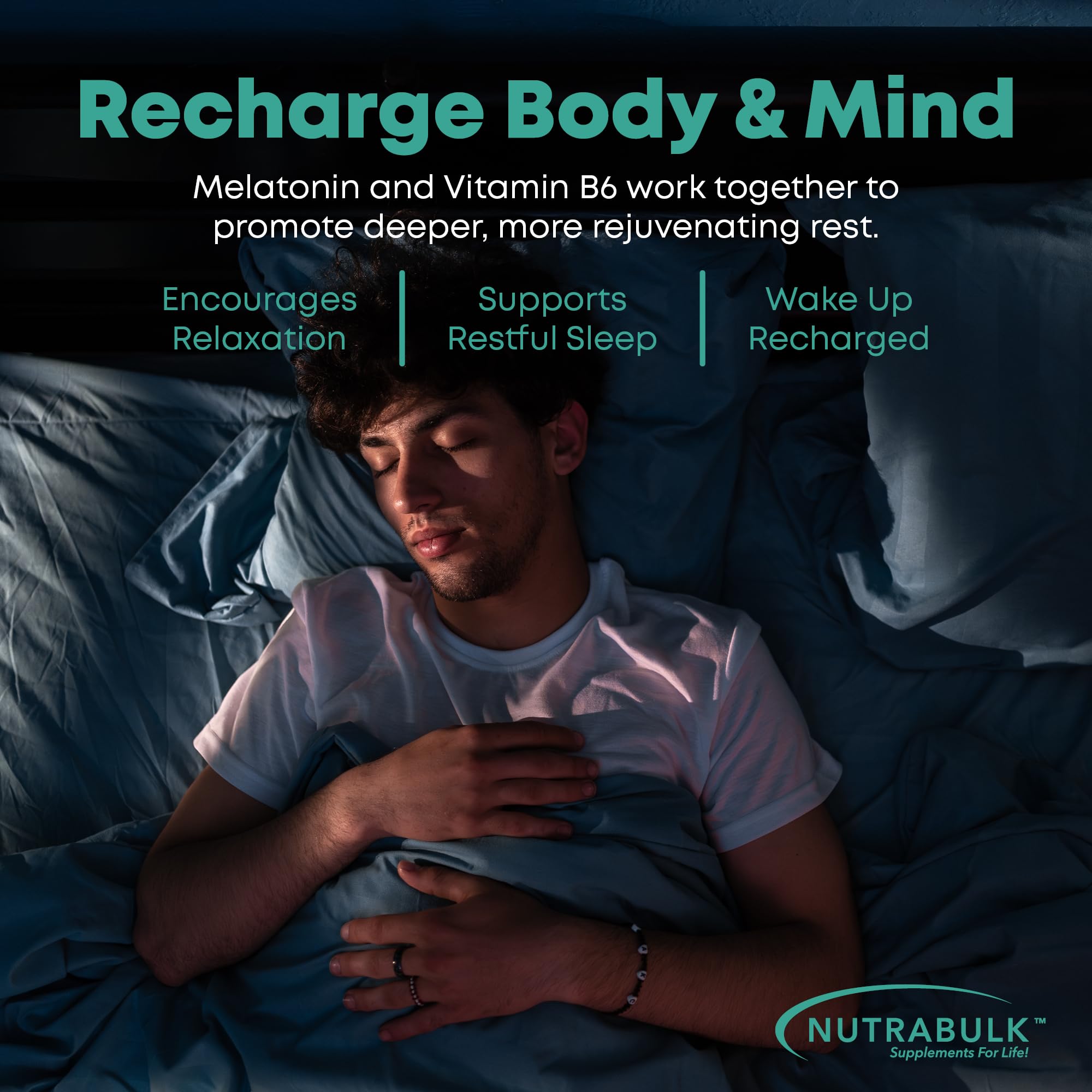 NutraBulk Melatonin Tablets 10mg close-up of tablets