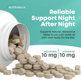 NutraBulk Melatonin Tablets 10mg lifestyle image on bedside table