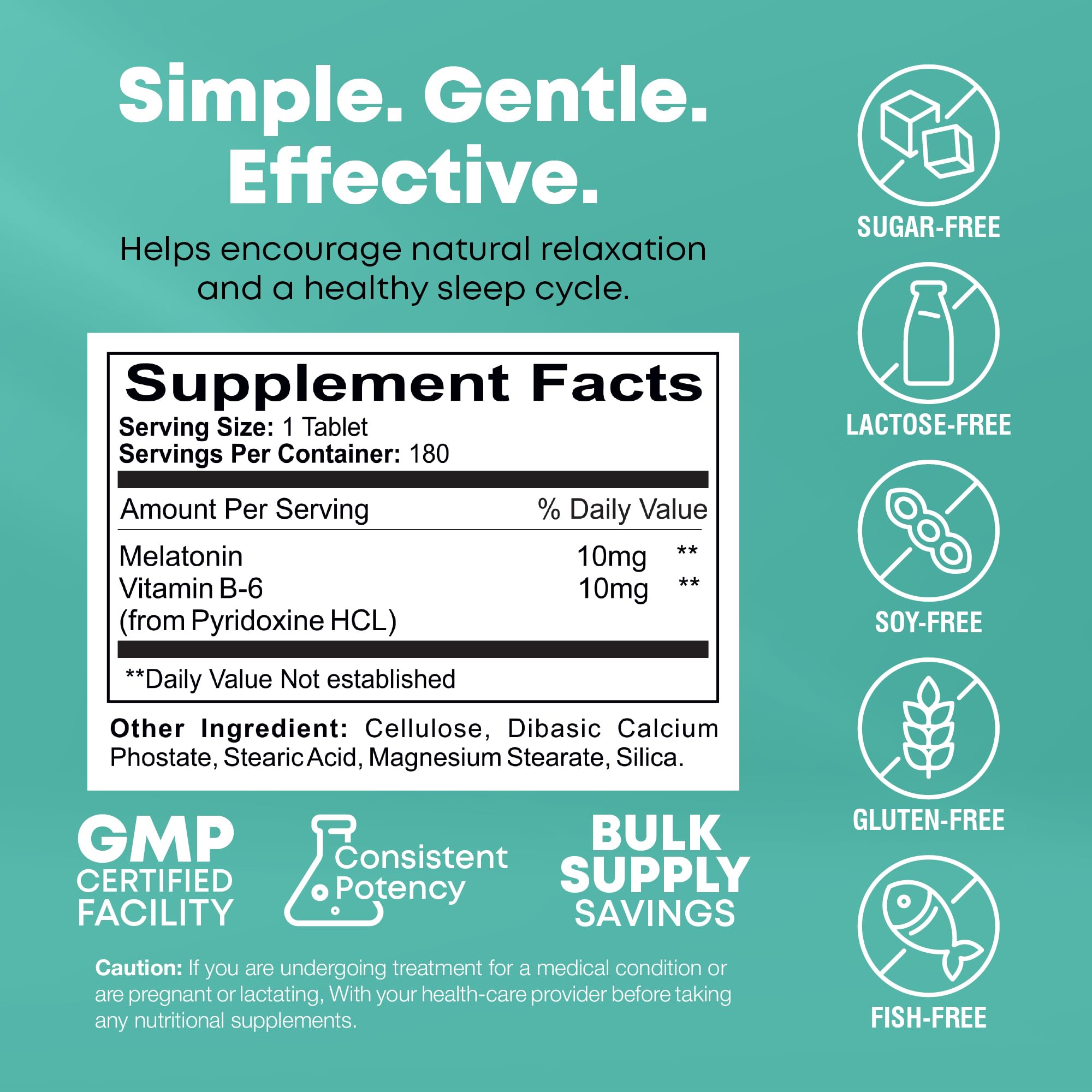 NutraBulk Melatonin Tablets 10mg with measuring spoon