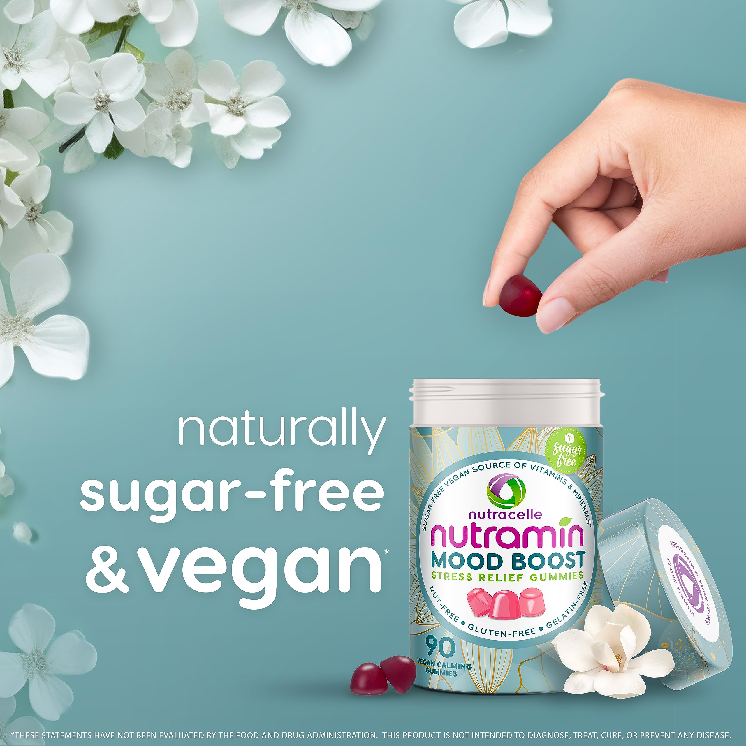 Nutracelle Mood support Gummies with fresh strawberries