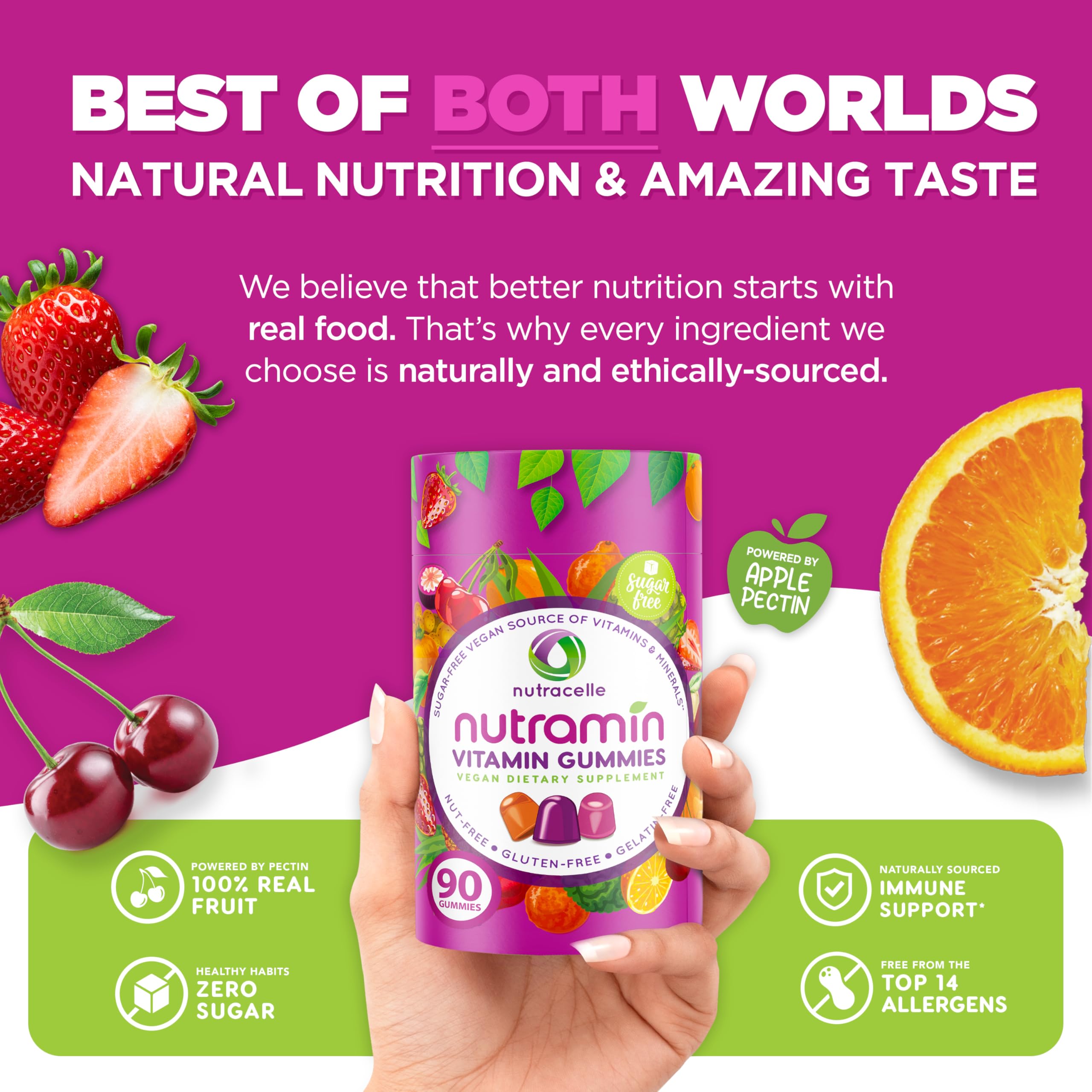 Nutracelle Nutramin Adult Multivitamin Gummies cherry flavour close-up