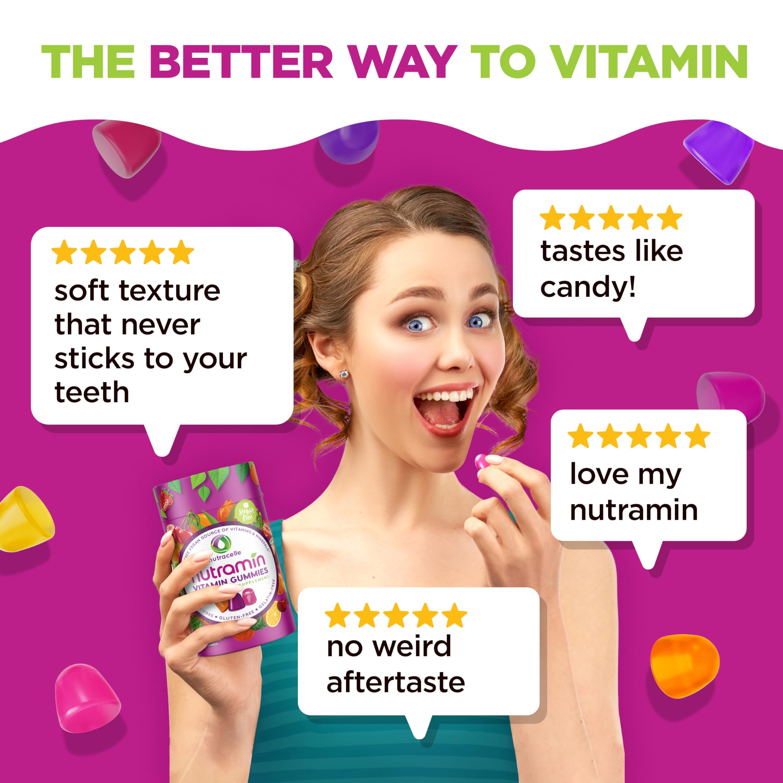 Nutracelle Nutramin Adult Multivitamin Gummies in a bowl