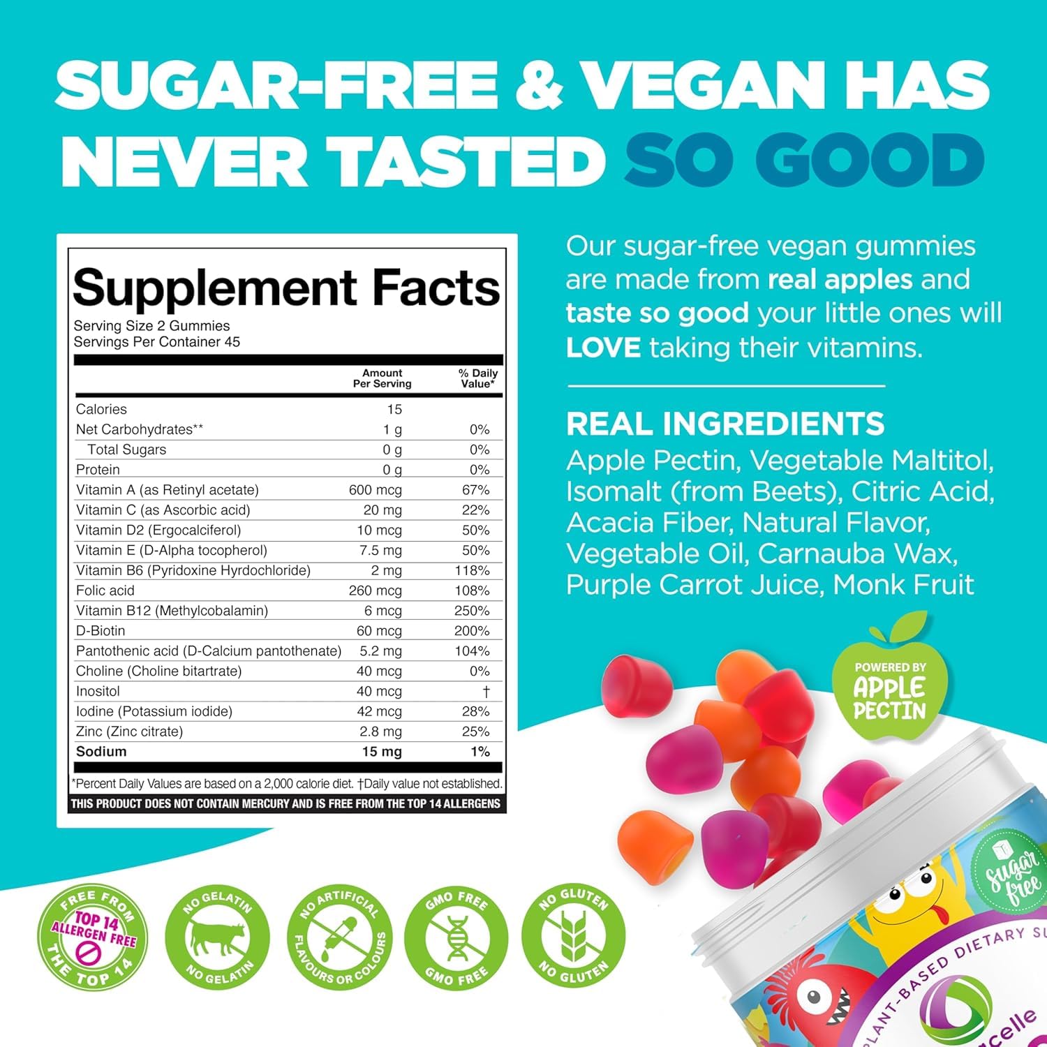 Nutracelle Nutramin Kids Gummies packaging side view