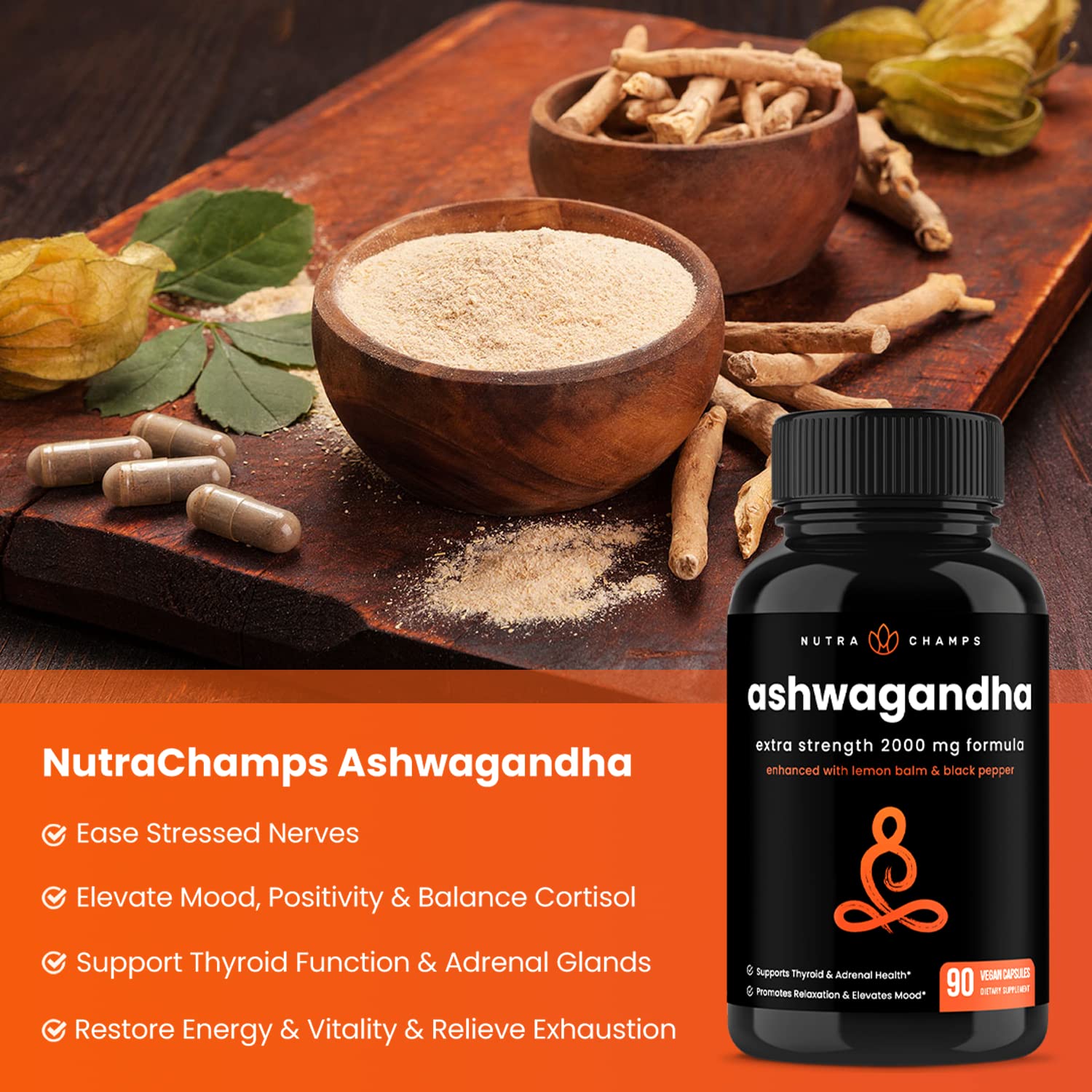 NutraChamps Ashwagandha Root Powder 109g side view