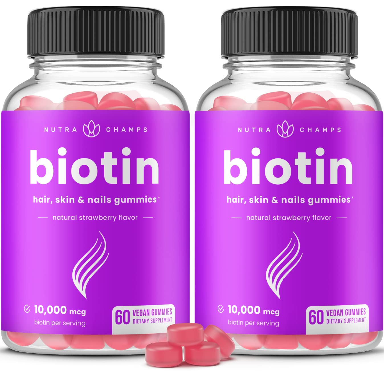 NutraChamps Biotin Gummies 10,000 mcg front view