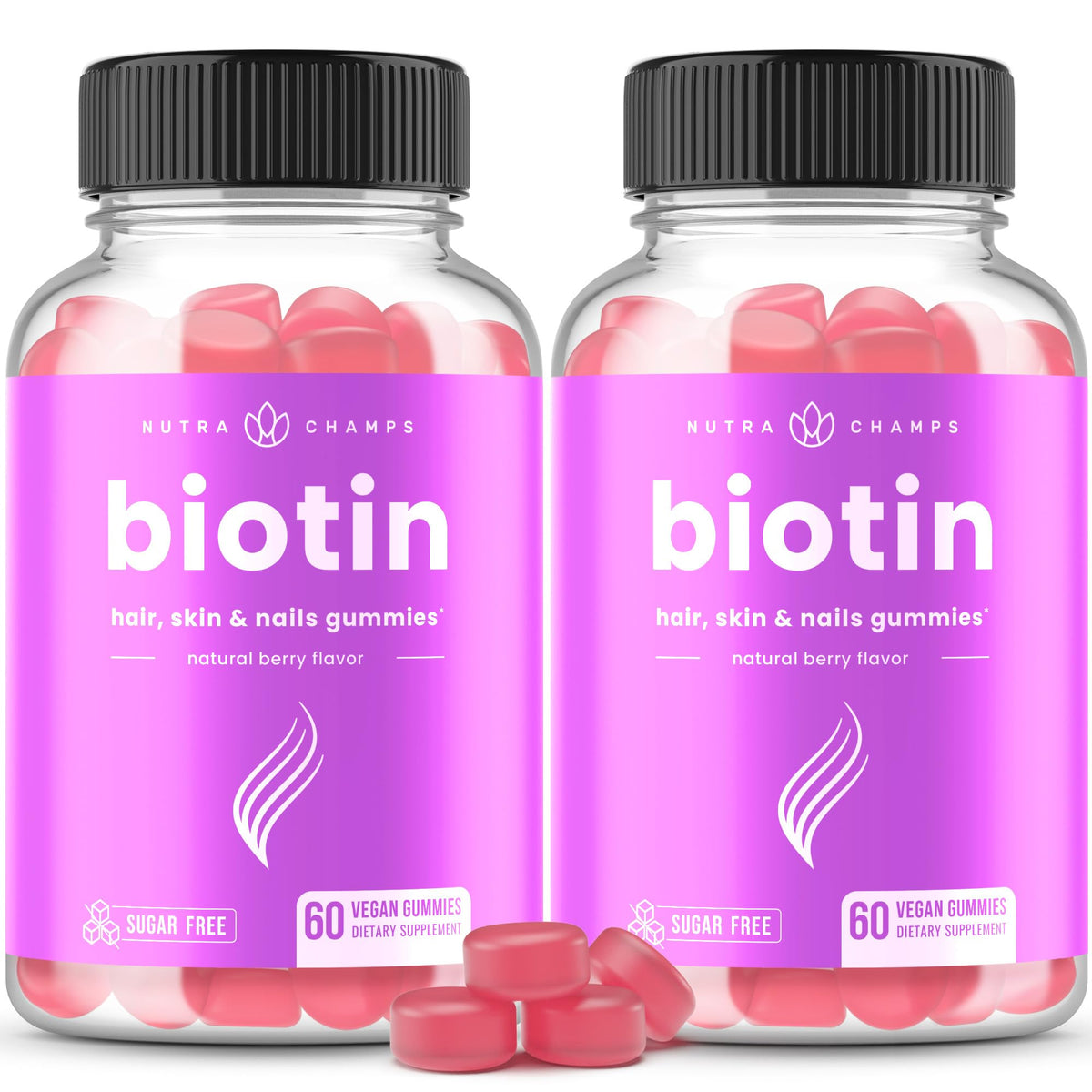 NutraChamps Biotin Gummies 5000 mcg front view