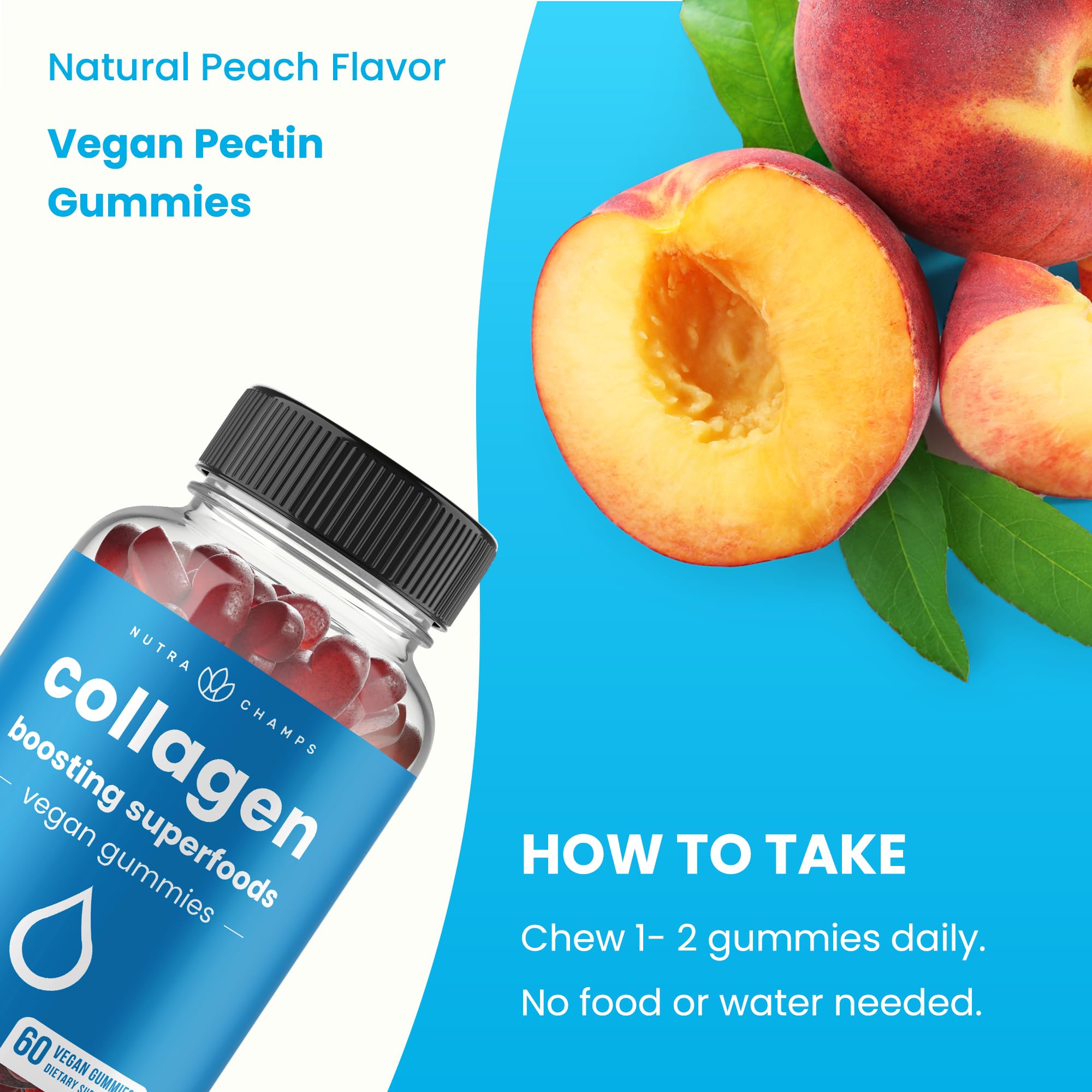 NutraChamps Collagen Gummies in a hand for size reference