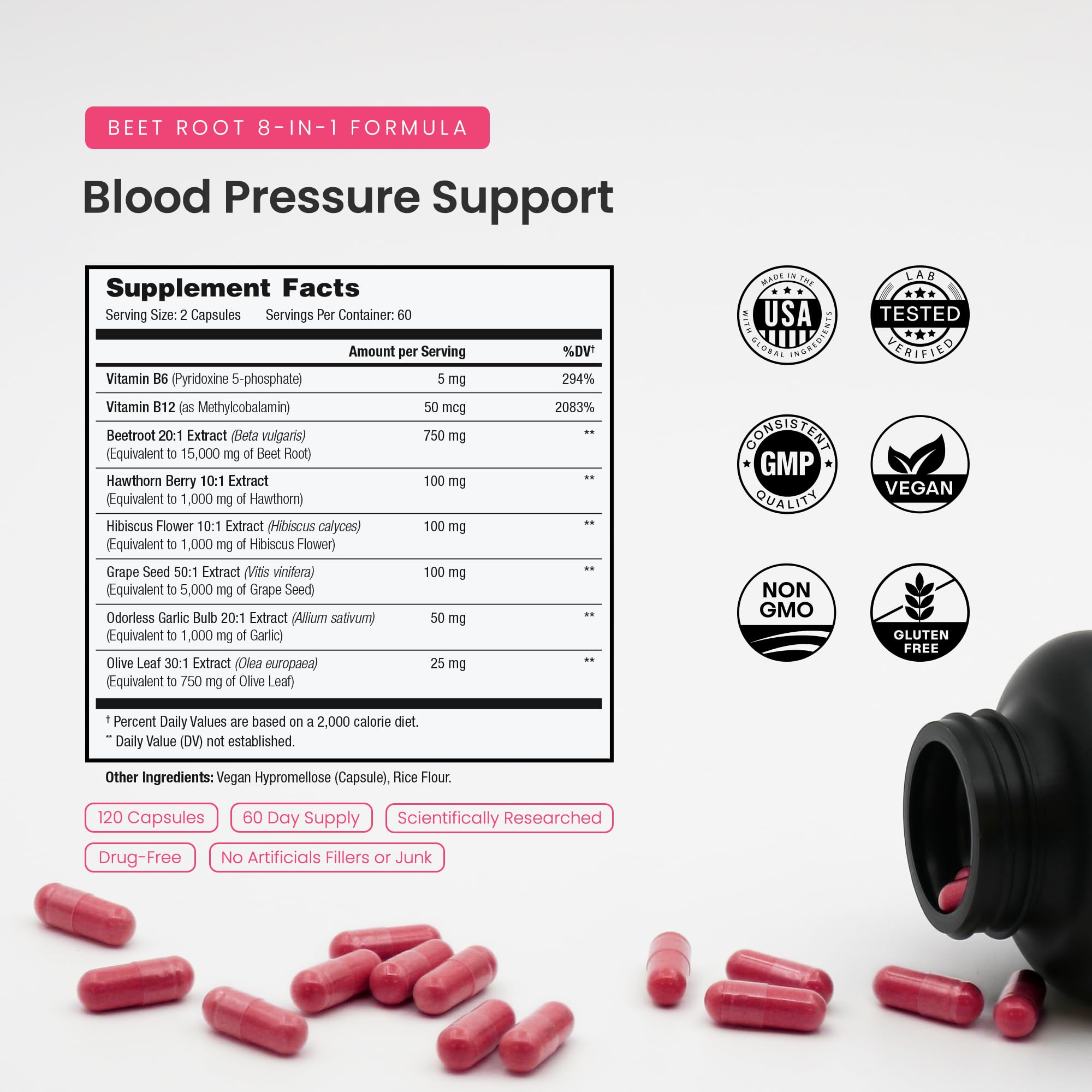 NutraChamps Complete Blood Pressure Support Capsules side view