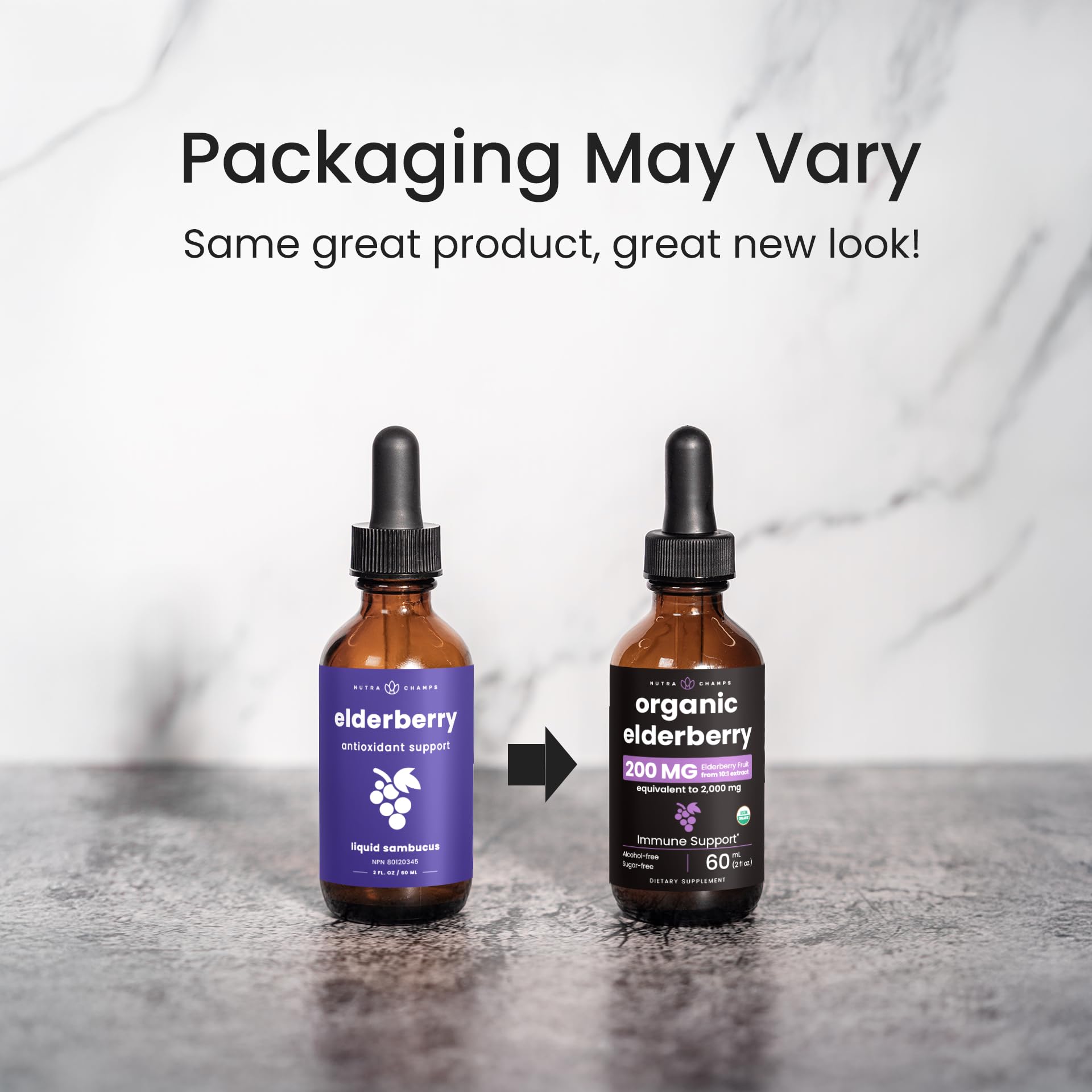 NutraChamps Elderberry Drops 200mg packaging details