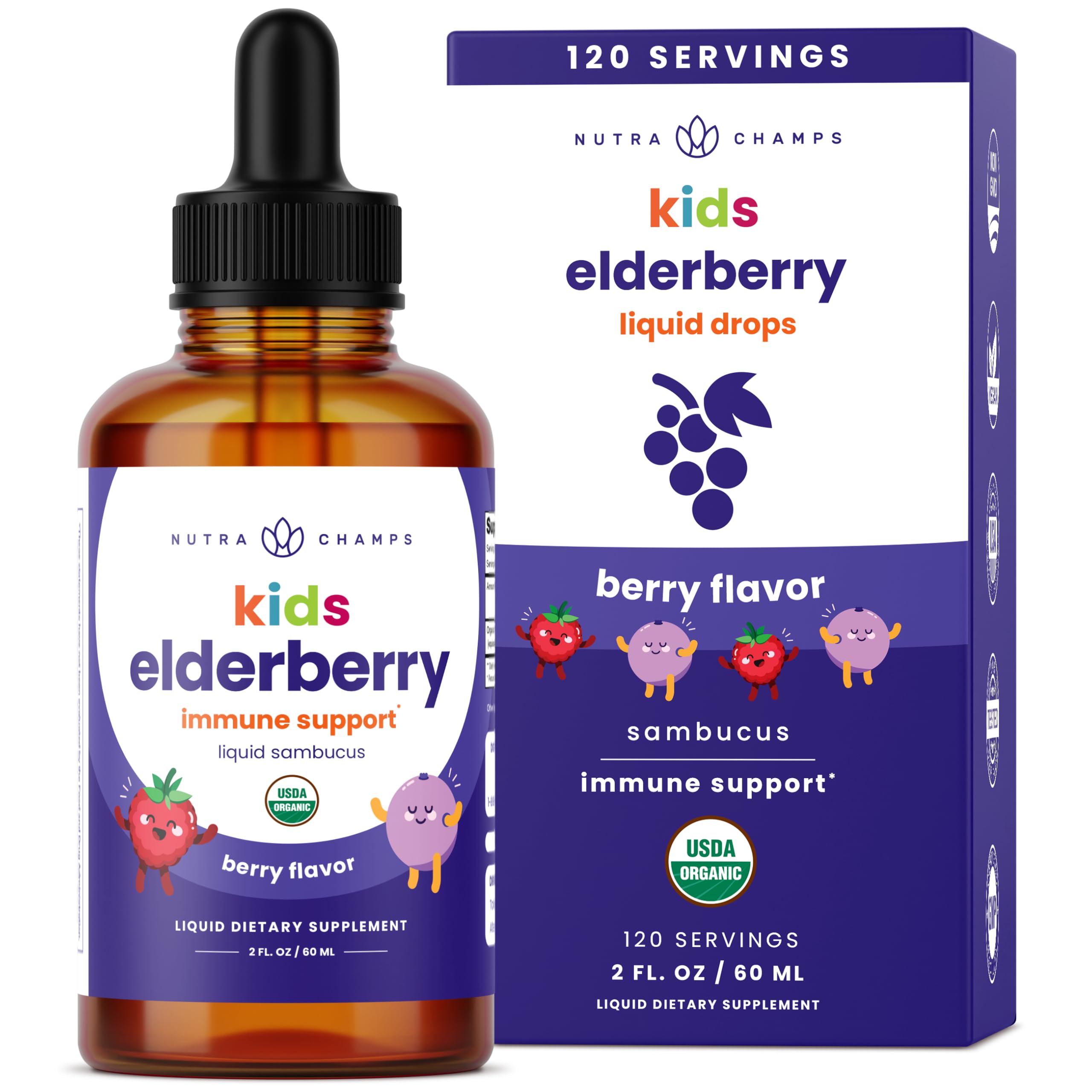 NutraChamps Elderberry Drops bottle front view