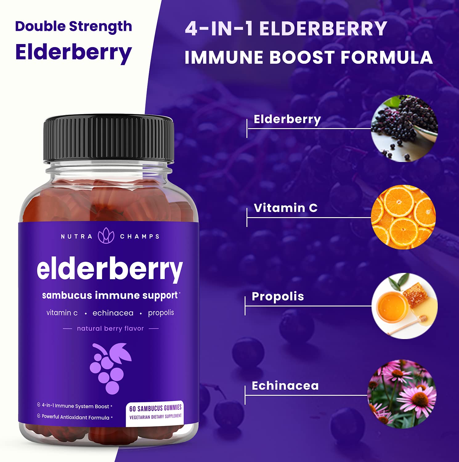 NutraChamps Elderberry Gummies close-up of gummies