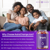 NutraChamps Iron Gummies displayed with fruits