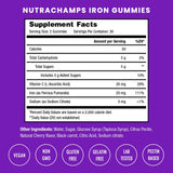 NutraChamps Iron Gummies packaging with grape flavour